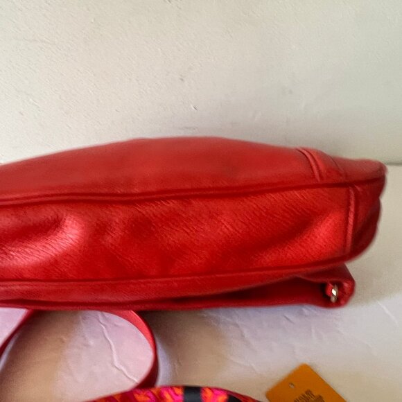 $495 TORY BURCH AMANDA FOLDOVER LEATHER CROSSBODY BAG FLAME RED - Picture 7 of 10